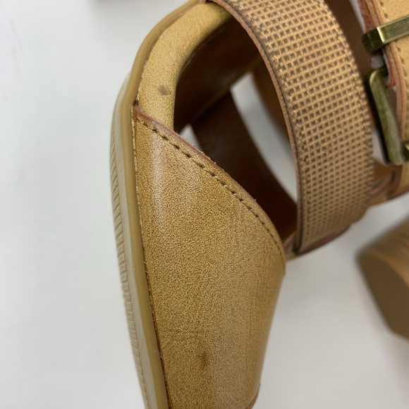 Dolce by Mojo Moxy Tan Chunky Sandals Stacked Heel Ankle Strap Women's S… - Picture 11 of 15